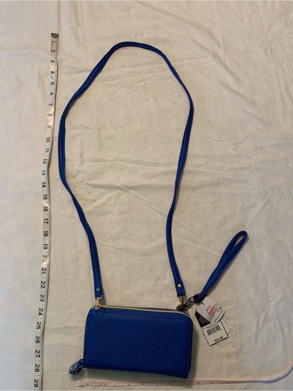 Women's RFID Shield Crossbody/Wristlet with Removable Strap Bright Lagoon Blue. - Picture 4 of 8